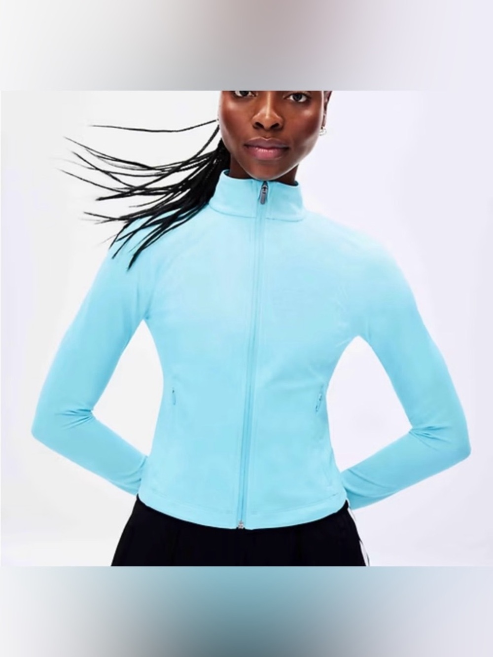 Athleta NWT Salutation Crop Light Blue Zip-Up Athletic Jacket Size L